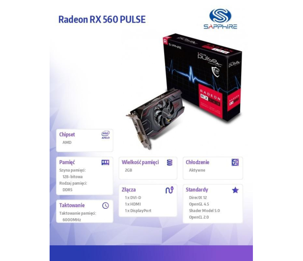 SAPPHIRE TECHNOLOGY Radeon RX 560 PULSE 2GB 11267-19-20G - 1459072 - zdjęcie 5